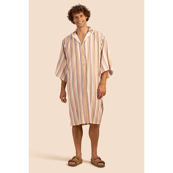 MR TURK by TRINA TURK Robles Caftan ~ Zig Zag Stripe Gauze Shirting S/M NWT - Picture 2 of 16